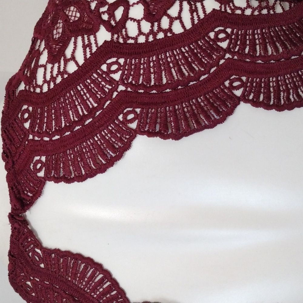 NWT Lulus Burgundy Lace Open Back Maxi Gown Romantic Formal Evening Glam Medium - Picture 11 of 14